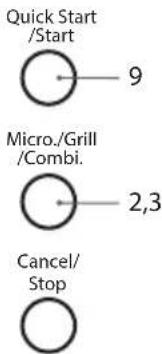 Quick Start /Start 9 Micro./Grill /Combi. 2,3 Cancel/ Stop