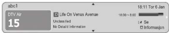 abc1 DTV Air 15 Life On Venus Avenue Unclassified No Detail Information 18:00 - 8:00 18:11 Tor 6 Jan L4 Se Informasjon