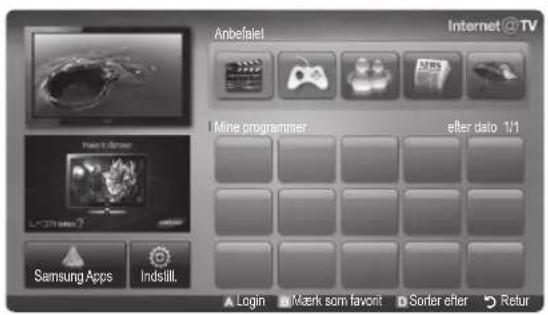 Anbefalet Internet@TV Mine programmer after dato 1/1 Samsung Apps Indstill. Login Mark som favont Sorter efter Retur