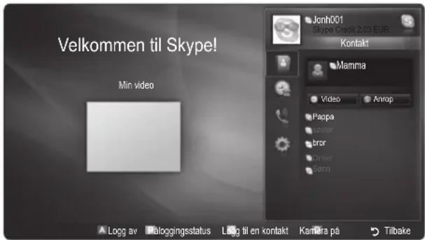 Velkommen til Skype! Min video Jonh001 Skype Credit 2.03 EUR Kontakt Mamma Video Anrop Paopa Asstar bror Dinkel Senn Logg av Palogingsstatus Logg til en kontakt Kamera på Tilbake