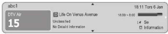 abc1 DTV Air 15 Life On Venus Avenue Unclassified No Detail Information 18:00 ~ 8:00 18:11 Tors 6 Jan Se Information