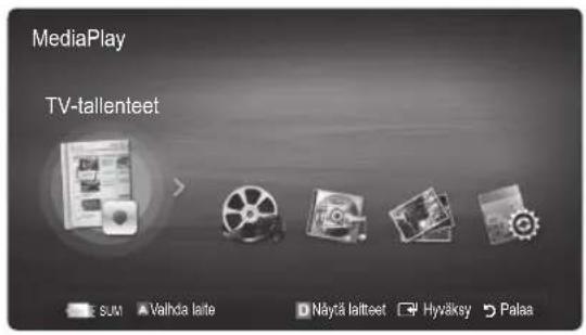MediaPlay TV-tallenteet SUM Valhda laite Naytä laitteet Hyväksy Palaa