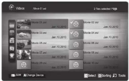Videos Above 01.avi 2 files selected Page Movie 01.avi Jan.10.2010 Movie 02.avi Jan.10.2010 Movie 03.avi Jan.10.2010 Movie 04.avi Jan.10.2010 Movie 05.avi Jan.10.2010 Movie 06.avi Jan.10.2010 Movie 07.avi Jan.10.2010 Movie 08.avi Jan.10.2010 Movie 09.avi Jan.10.2010 Movie 10.avi Jan.10.2010 SUM Change Device Select Sorting Tools