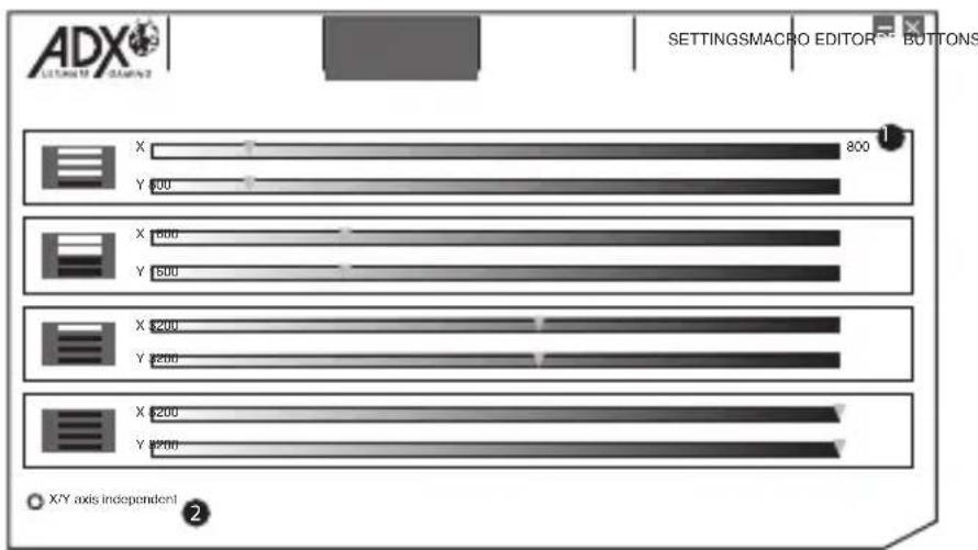 ADX LETING 10 - STAPIN 2 SETTINGSMACRO EDITOR - BUTTONS X 800 Y 500 X 600 Y 500 X 200 Y 200 X 200 Y 200 X/Y axis independent