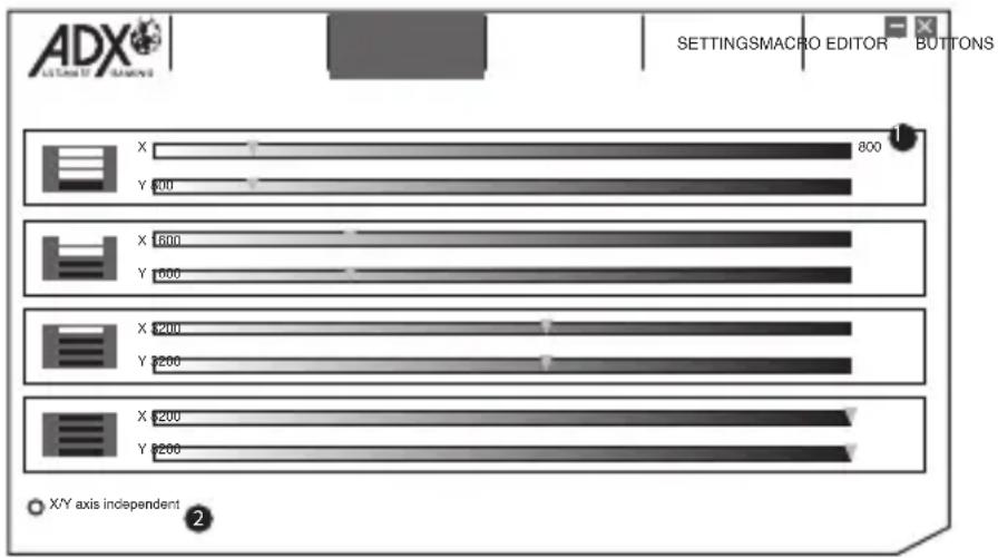 ADX AFPV0114 - Styring af hovedindstillingerne - 1