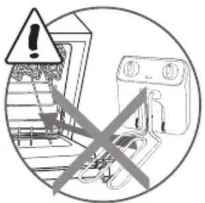 Warning symbol with exclamation mark and crossed-out electrical circuit diagram, indicating no clear warning or failure.