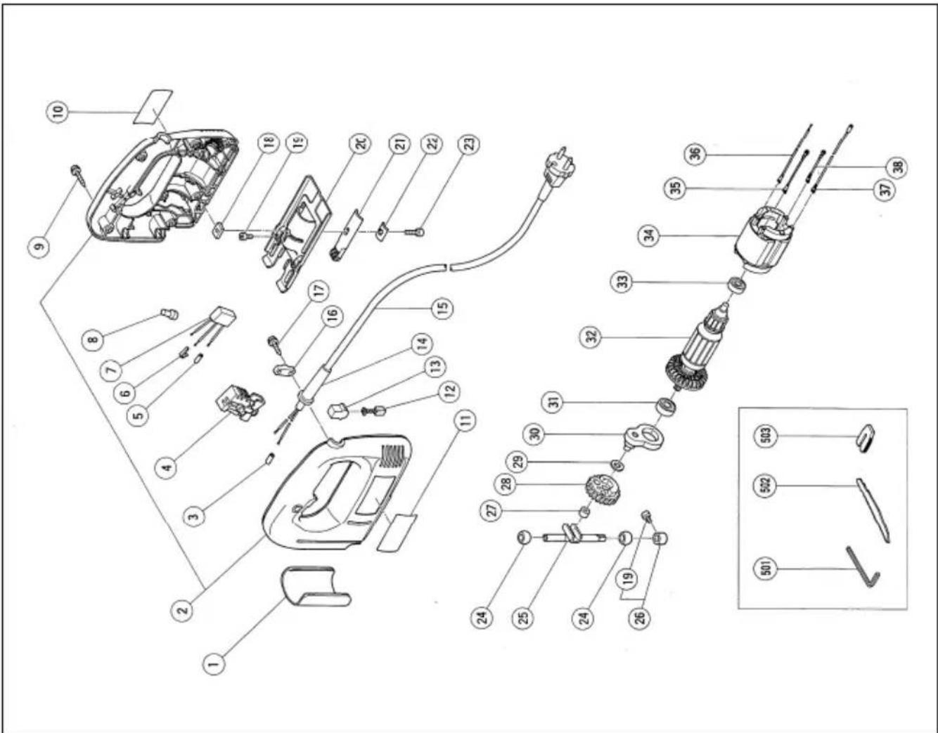 Exploded view diagram of a washing machine with numbered parts for identification