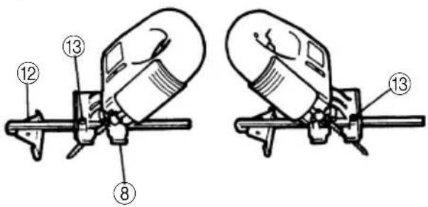 Technical diagram showing two mechanical assembly steps with numbered components labeled 8, 12, and 13.