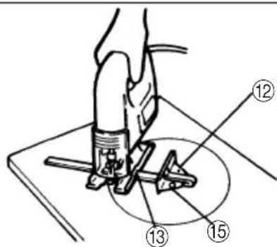 Technical diagram showing a hand operating a tool with numbered annotations indicating different states or components.