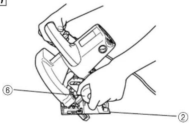 Technical diagram showing hands operating a sewing machine with numbered annotations pointing to different parts.