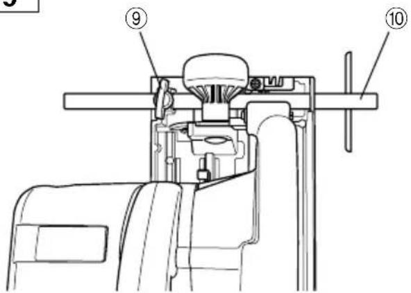 Technical diagram of a mechanical device with numbered components labeled ⑨ and ⑩