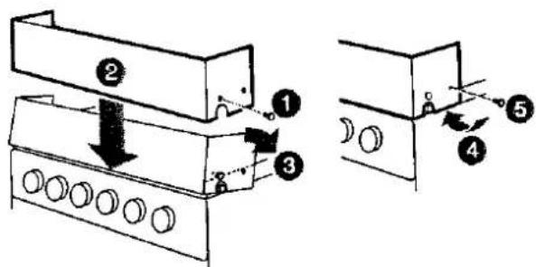 Technical diagram showing a mechanical assembly with numbered components and directional arrows indicating motion or movement.