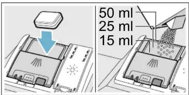 SIEMENS SN636X04CE - Påfyldning af opvaskemiddel - 1