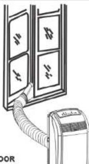Diagram showing a door connected to an air conditioner unit with labeled parts and piping connections