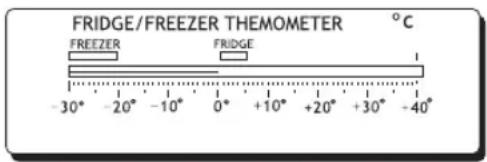 FRIDGE/FREEZER THEMOMETER °C FREEZER FRIDGE -30° -20° -10° 0° +10° +20° +30° -40°