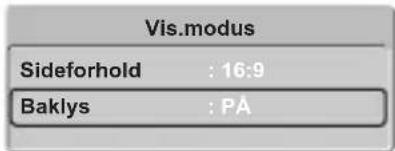 Vis.modus Sideforhold : 16:9 Baklys : PÅ