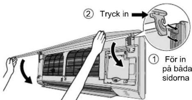 ② Tryck in ① För in på båda sidorna