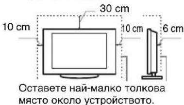 10 cm 30 cm 10 cm 6 cm Оставете най-малко толкова мято около устройството.
