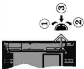 Diagram showing a mechanical or electrical component with numbered parts and directional arrows indicating motion or flow.
