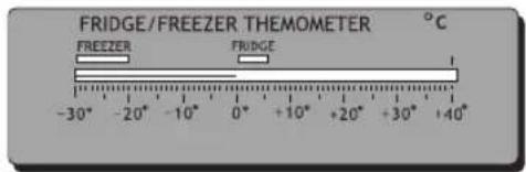 FRIDGE/FREEZER THEMOMETER °C FREEZER FRUDGE -30° -20° -10° 0° +10° +20° +30° +40°