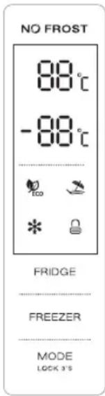 NO FROST 88°C -88°C FRIDGE FREEZER MODE LOCK 3'S
