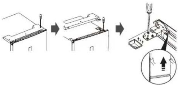 Technical diagram showing a mechanical assembly process with step-by-step assembly and magnified detail view