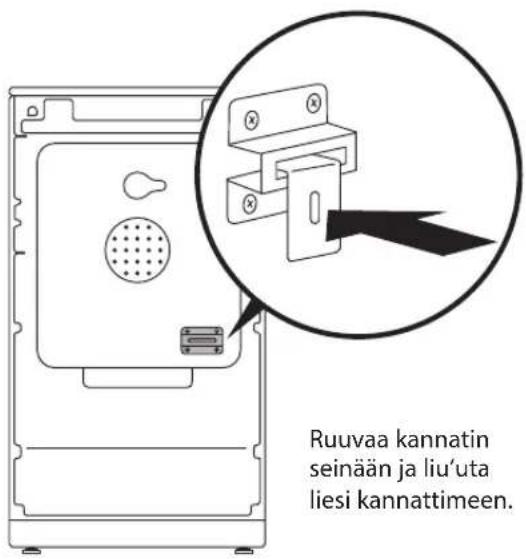 Ruuvaa kannatin seinään ja liu'uta liesi kannattimeen.