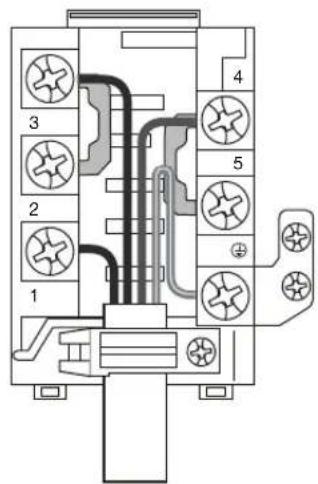 Technical diagram of a mechanical or electrical component with numbered parts and connection lines