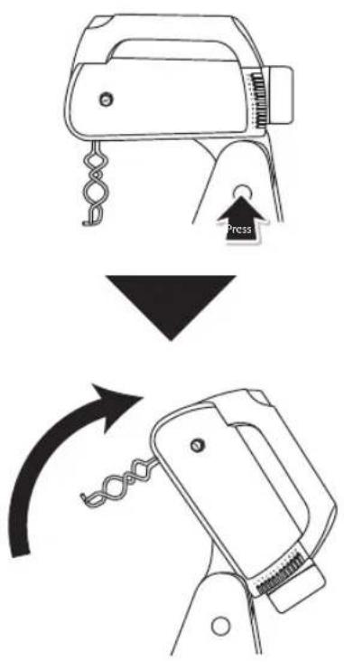 Diagram illustrating a manual tool application process with a spring, press, and chain attachment steps