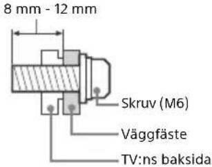 8 mm - 12 mm Skruv (M6) Väggfäste TV:ns baksida