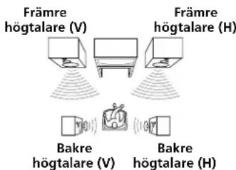 Främre högtalare (V) Främre högtalare (H) Bakre högtalare (V) Bakre högtalare (H)