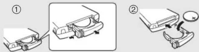 PANASONIC SC-HC38DBEC - ■ Sådan udskiftes et knapbatteri - 1