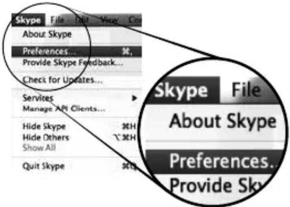 Skype File Edit View Ctrl About Skype Preferences... Provide Skype Feedback... Check for Updates... Services Manage API Clients... Hide Skype Hide Others Show All Quit Skype Skype File About Skype Preferences... Provide Sky