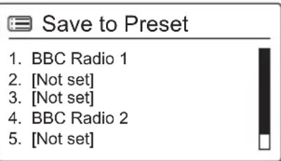 Save to Preset 1. BBC Radio 1 2. [Not set] 3. [Not set] 4. BBC Radio 2 5. [Not set]