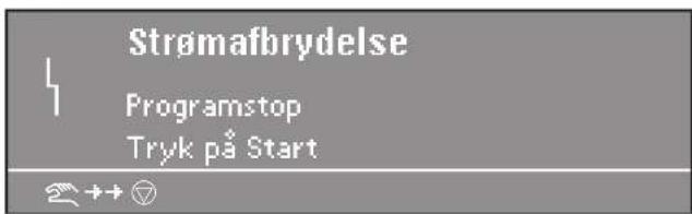 Strømafbrydelse Programstop Tryk på Start