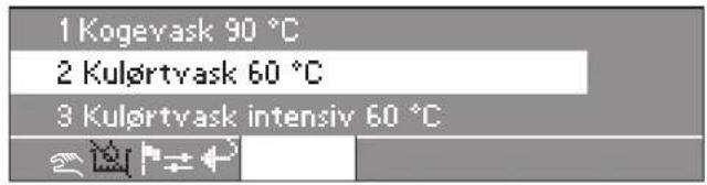 1 Kogevask 90 °C 2 Kulörtvask 60 °C 3 Kulörtvask intensiv 60 °C