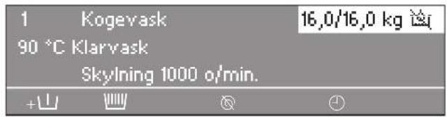 1 Kogevask 16,0/16,0 kg 90 °C Klarvask Skylning 1000 o/min.