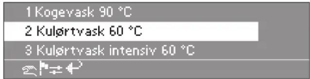 1 Kogeyask 90 °C 2 Kulörtvask 60 °C 3 Kulörtvask intensiv 60 °C