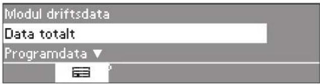 Modul driftsdata Data totalt Programdata