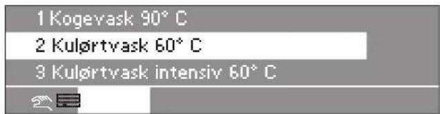 1 Kogevask 90°C 2 Kulörtvask 60°C 3 Kulörtvask intensiv 60°C
