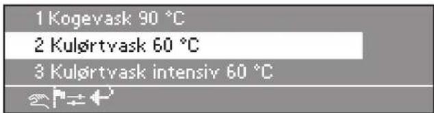 1 Kogevask 90 °C 2 Kulörtvask 60 °C 3 Kulörtvask intensiv 60 °C