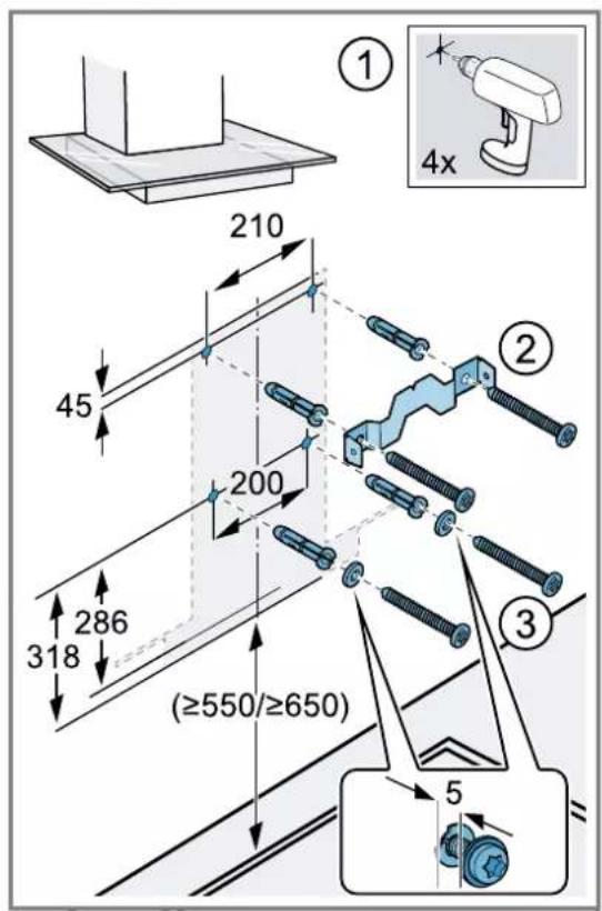 ① 4x 210 45 200 318 286 (≥550/≥650) ② ③ 5