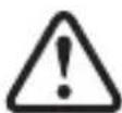 Diagram showing a microphone connected to a device with a warning symbol and a warning triangle, indicating audio or electronic hazard.