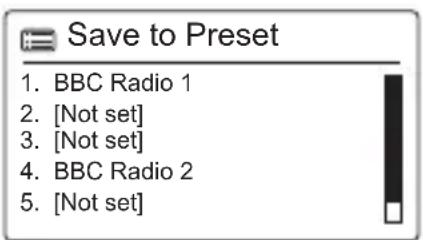 Save to Preset 1. BBC Radio 1 2. [Not set] 3. [Not set] 4. BBC Radio 2 5. [Not set]