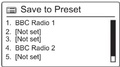 Save to Preset 1. BBC Radio 1 2. [Not set] 3. [Not set] 4. BBC Radio 2 5. [Not set]
