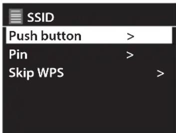SSID Push button > Pin > Skip WPS >