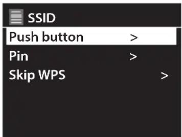 SSID Push button > Pin > Skip WPS >