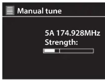 Radionette RMESDIWO16E - Manuell inställning av DAB-radiostationer - 2