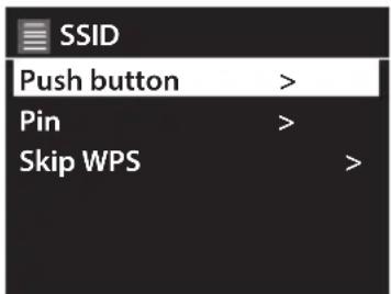 SSID Push button > Pin > Skip WPS >