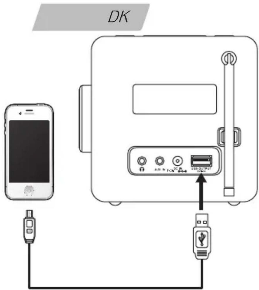 Radionette REXE5WH15E - Opladning fra USB OUTPUT-opladestik - 1